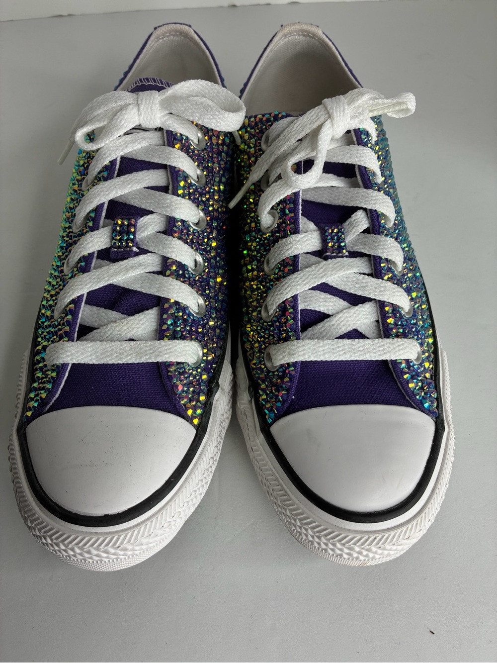 Women Purple Glitter Lace-Up Sneakers